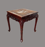 Vintage Chinese Rosewood Carved Inlaid Mother of Pearl Side Table End Table