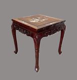 Vintage Chinese Rosewood Carved Inlaid Mother of Pearl Side Table End Table