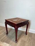 Vintage Chinese Rosewood Carved Inlaid Mother of Pearl Side Table End Table