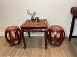 Vintage Chinese Rosewood Carved Inlaid Mother of Pearl Side Table End Table