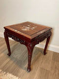 Vintage Chinese Rosewood Carved Inlaid Mother of Pearl Side Table End Table