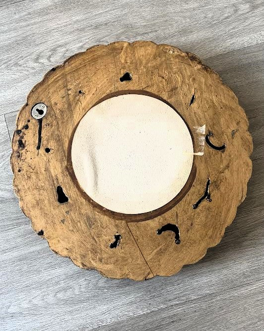 Vintage Carved Wood Shell Wall Mirror 14"