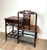 20th-century Hand Carved Chinese Rosewood Telephone Table