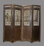 4 Panels Carved Teak Fine Details Room Divider Screen