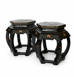Pair of Hand-Painted Asian Accent Stools