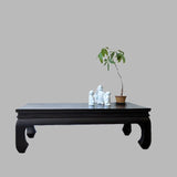 Japanese Black Lacquer Coffee Table With Fiqures In Landscaping