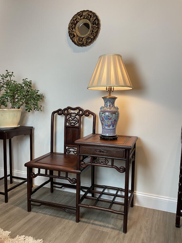 20th-century Hand Carved Chinese Rosewood Telephone Table