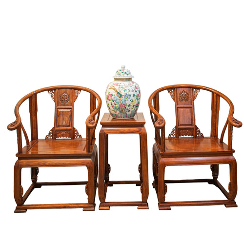 A Set Of Chinese Rosewood Horseshoe Charis