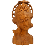 Hand-Crafted Wooden Lady Bust Sculpture