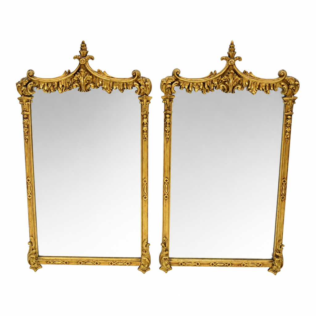 Pair Of Carved And Gilt Mirrors