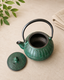 Vintage  Cast Iron Teapot with Green Patina