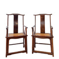 Pair of Chinese Ming Dynasty Rosewood Armchairs with Rattan Seats