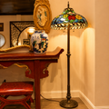 Vintage Tiffany Style Medal Floor Lamp