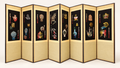 Eight-Panel Double-Sided Folding Screen with Embroidery & Calligraphy