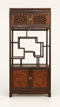 Hardwood Display Cabinet With Open Shelves