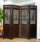 4 Panels Carved Teak Fine Details Room Divider Screen