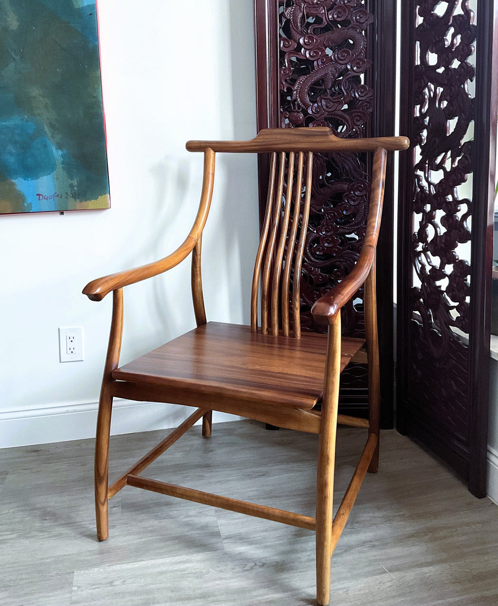 Walnut Wood Highback Armchair