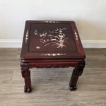 Vintage Chinese Rosewood Carved Inlaid Mother of Pearl Side Table Stool Plant Stand Pedestal