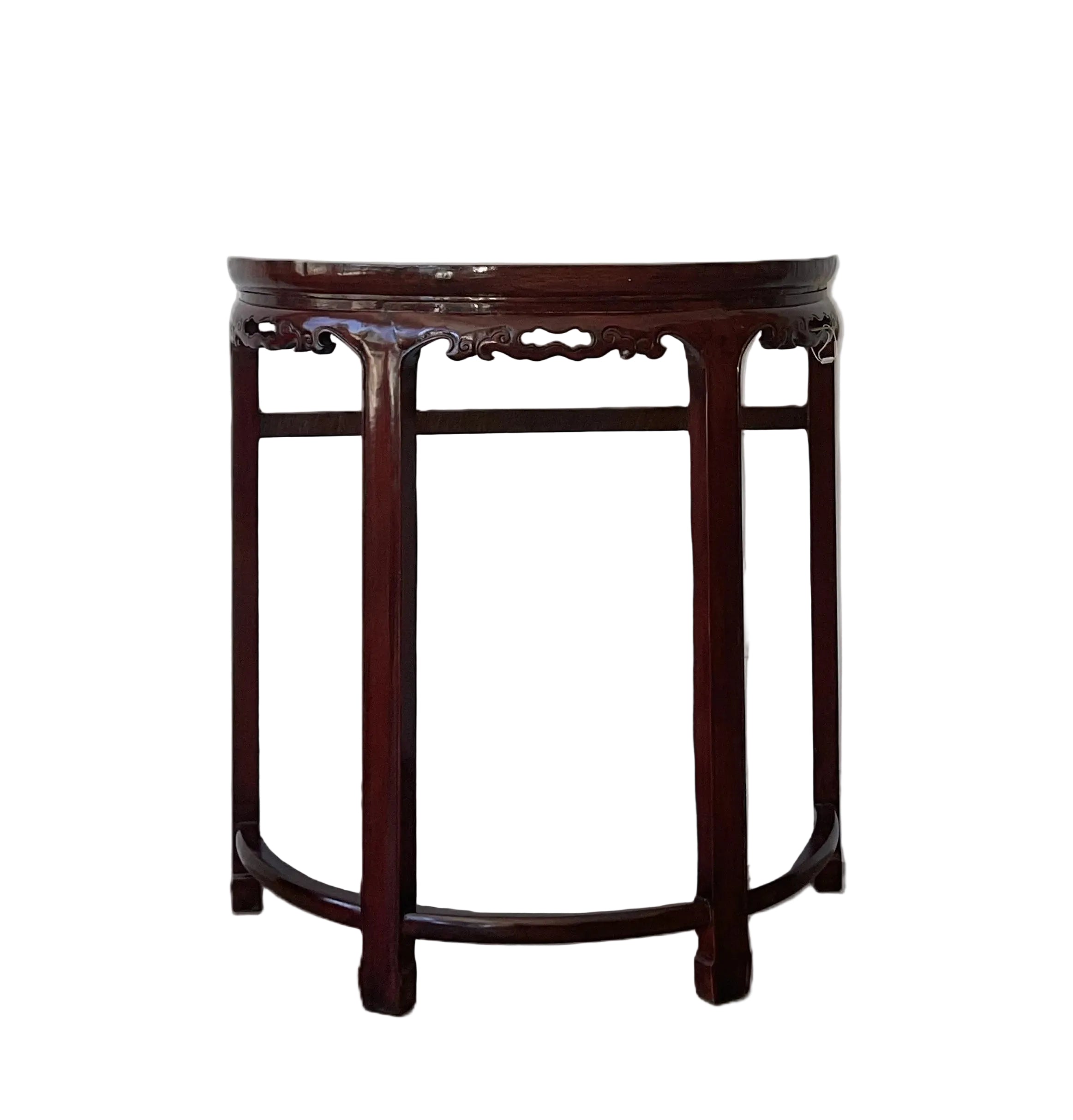 Vintage Chinese Demilune Red Lacquered Table