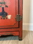 A Pair Of Red Lacquer Cabinet