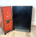 A Pair Of Red Lacquer Cabinet