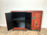 A Pair Of Red Lacquer Cabinet