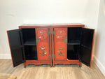 A Pair Of Red Lacquer Cabinet