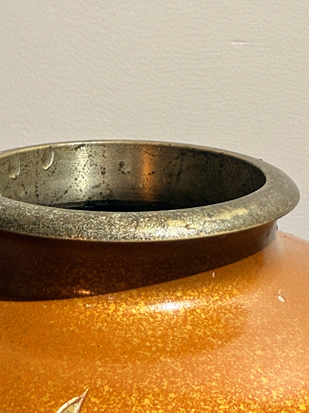 Vintage Bronze Vase with Hand-Engraved Floral Motifs