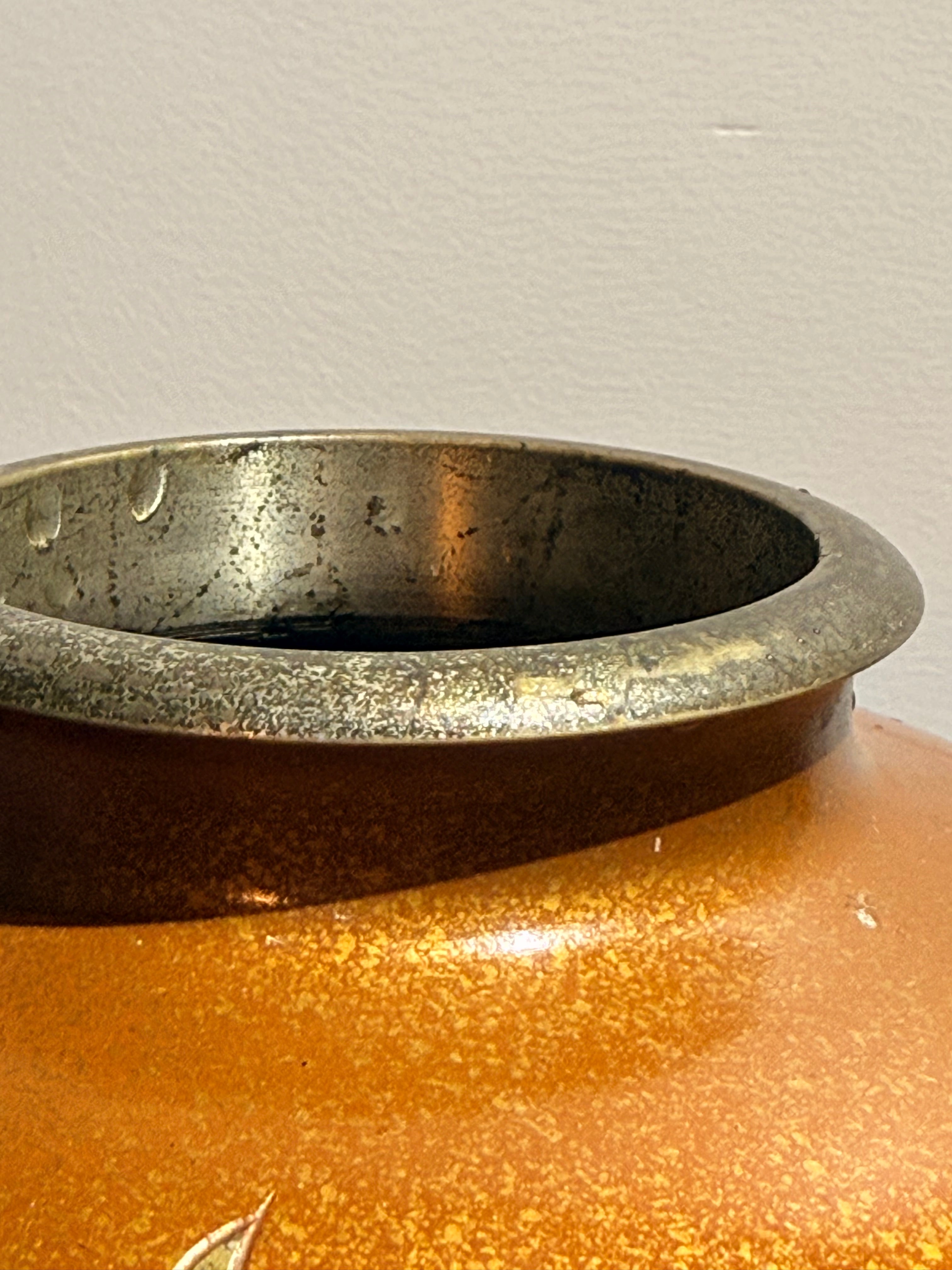 Vintage Bronze Vase with Hand-Engraved Floral Motifs