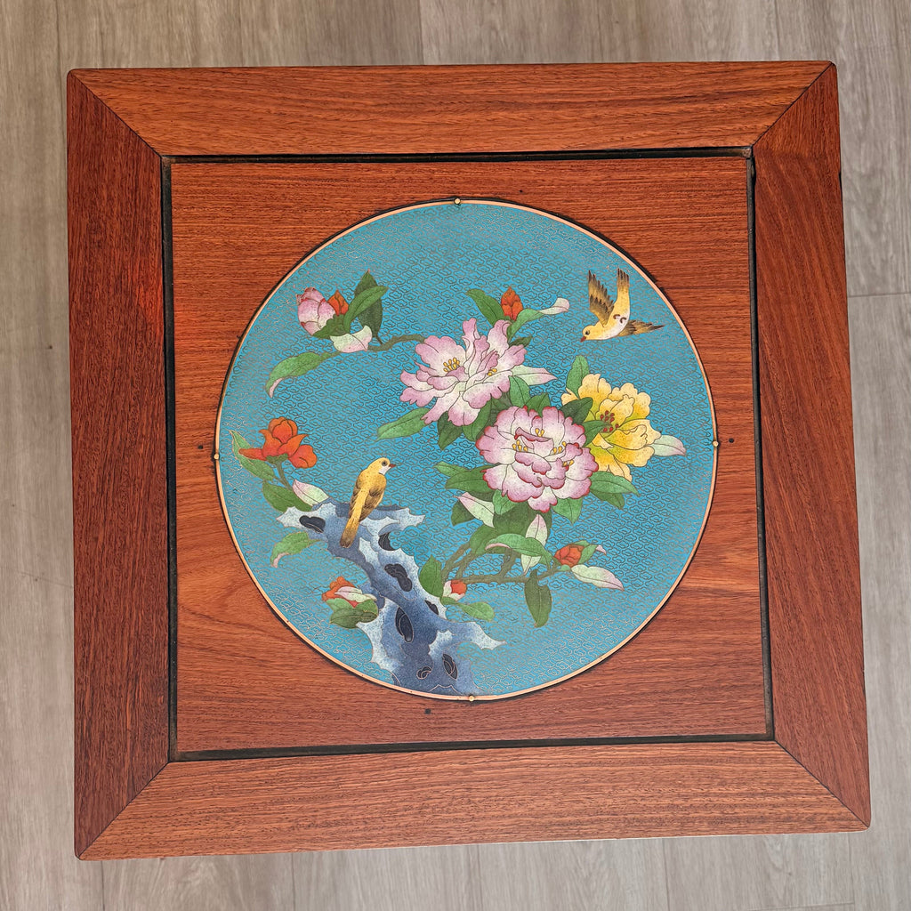 Chinese Rosewood Side Table with Enamel Inlay
