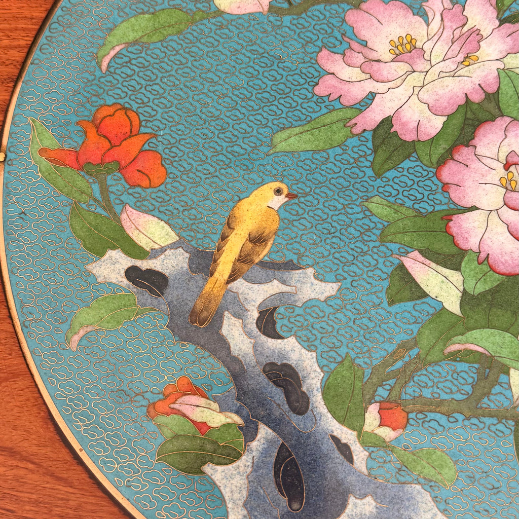 Chinese Rosewood Side Table with Enamel Inlay
