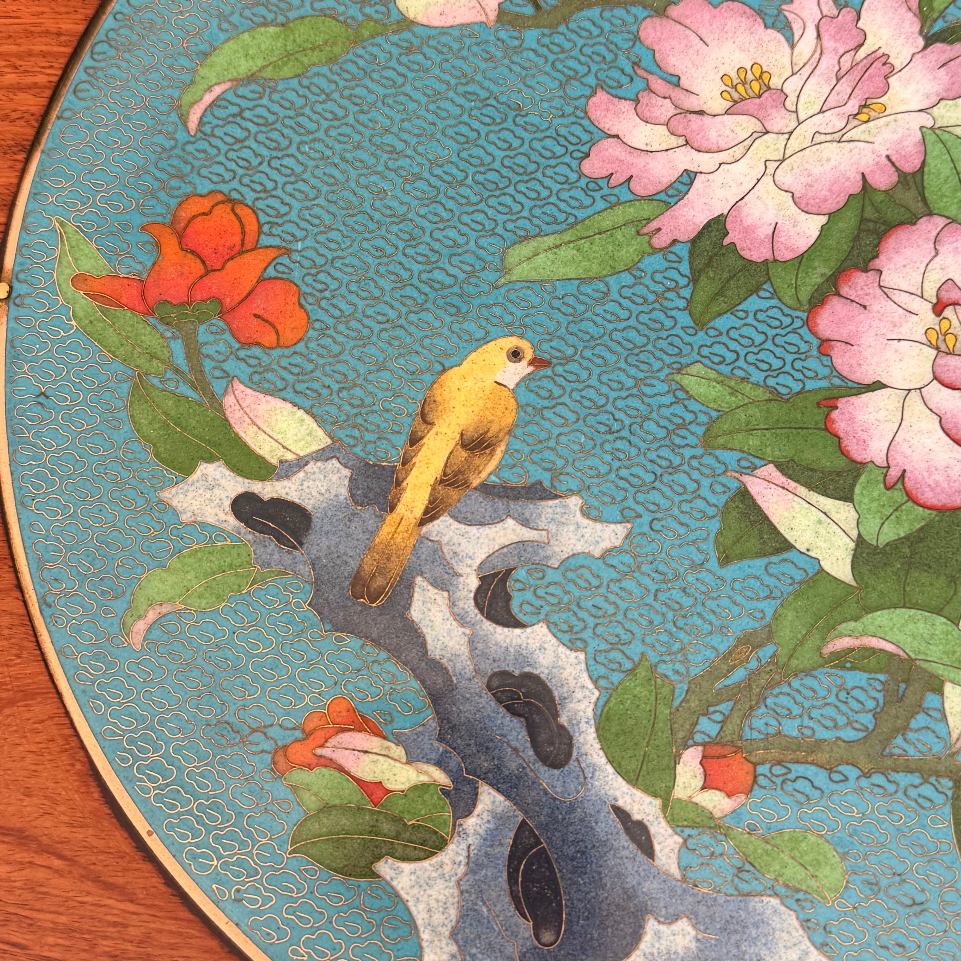 Chinese Rosewood Side Table with Enamel Inlay