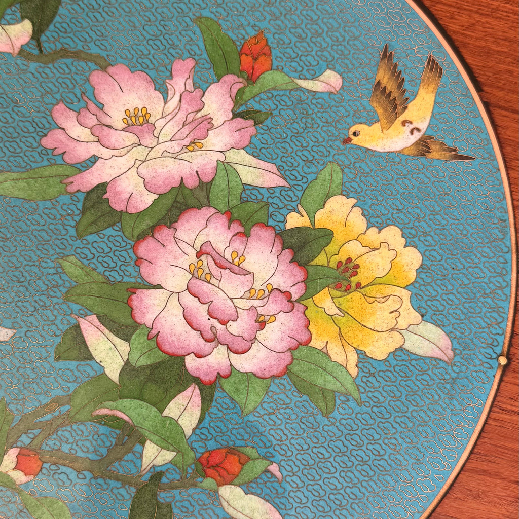 Chinese Rosewood Side Table with Enamel Inlay