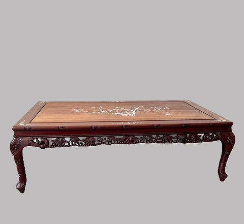 Chinese Rosewood Coffee Table With Mother of Pearl Inlay