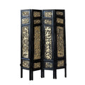 Chinese Hand Carved Wood and Gold Gilt 4-fold Screen