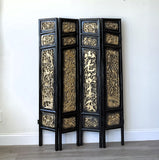 Chinese Hand Carved Wood and Gold Gilt Carved Panels - (Set of 4)