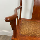 Chinese Ming Style Rosewood Armchairs with Rattan Seats