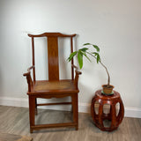 Chinese Ming Style Rosewood Armchairs with Rattan Seats