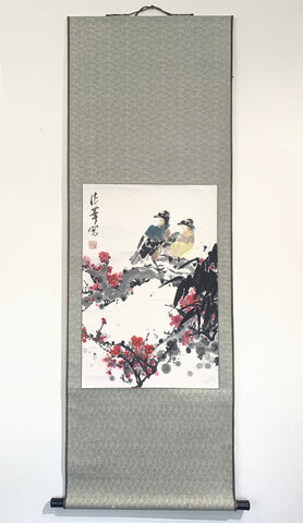 Chinese Hanging Scroll Painting of Bird and Flower