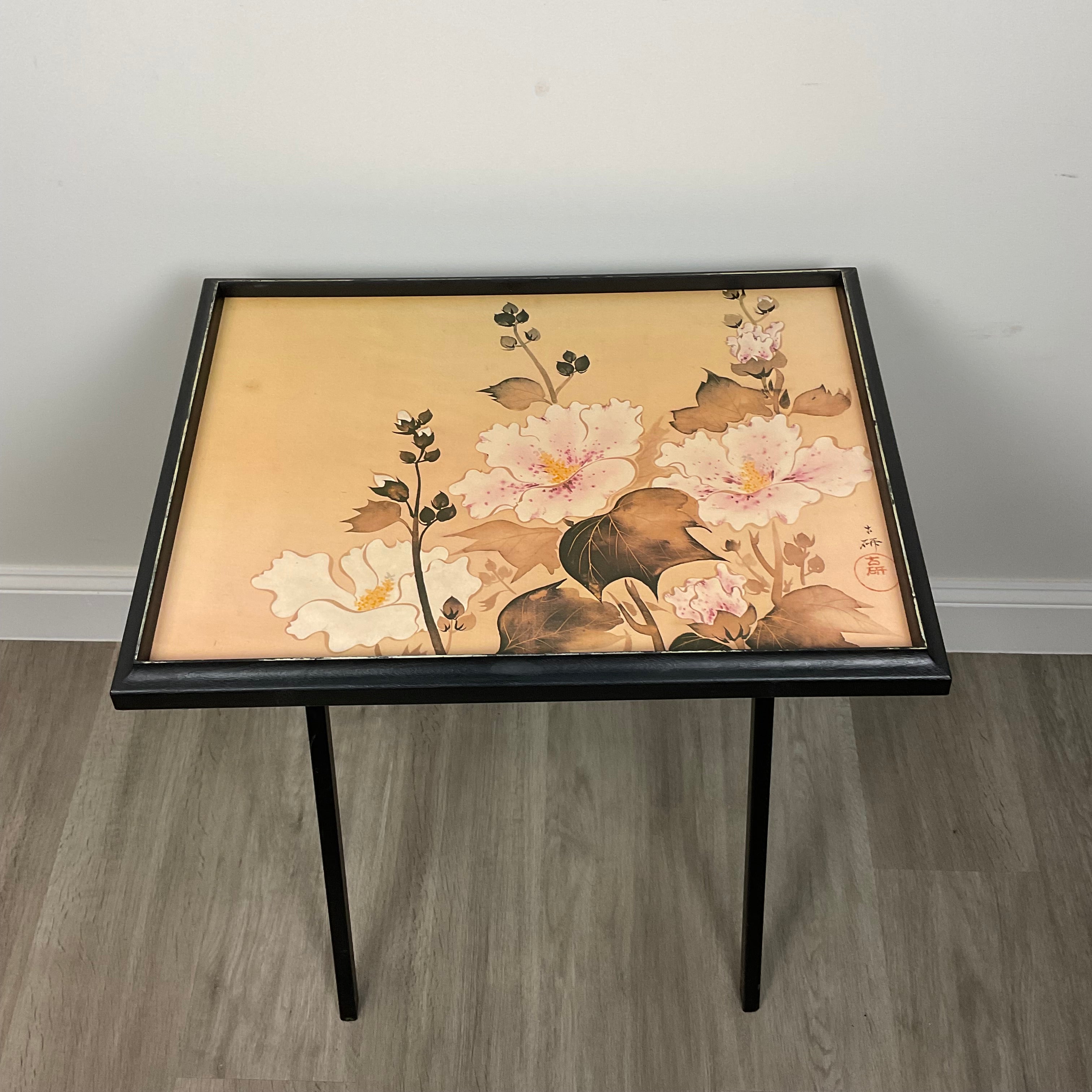 Vintage Two Floral TV Trays With Legs Floral Folding Tables Floral With Leg Stand