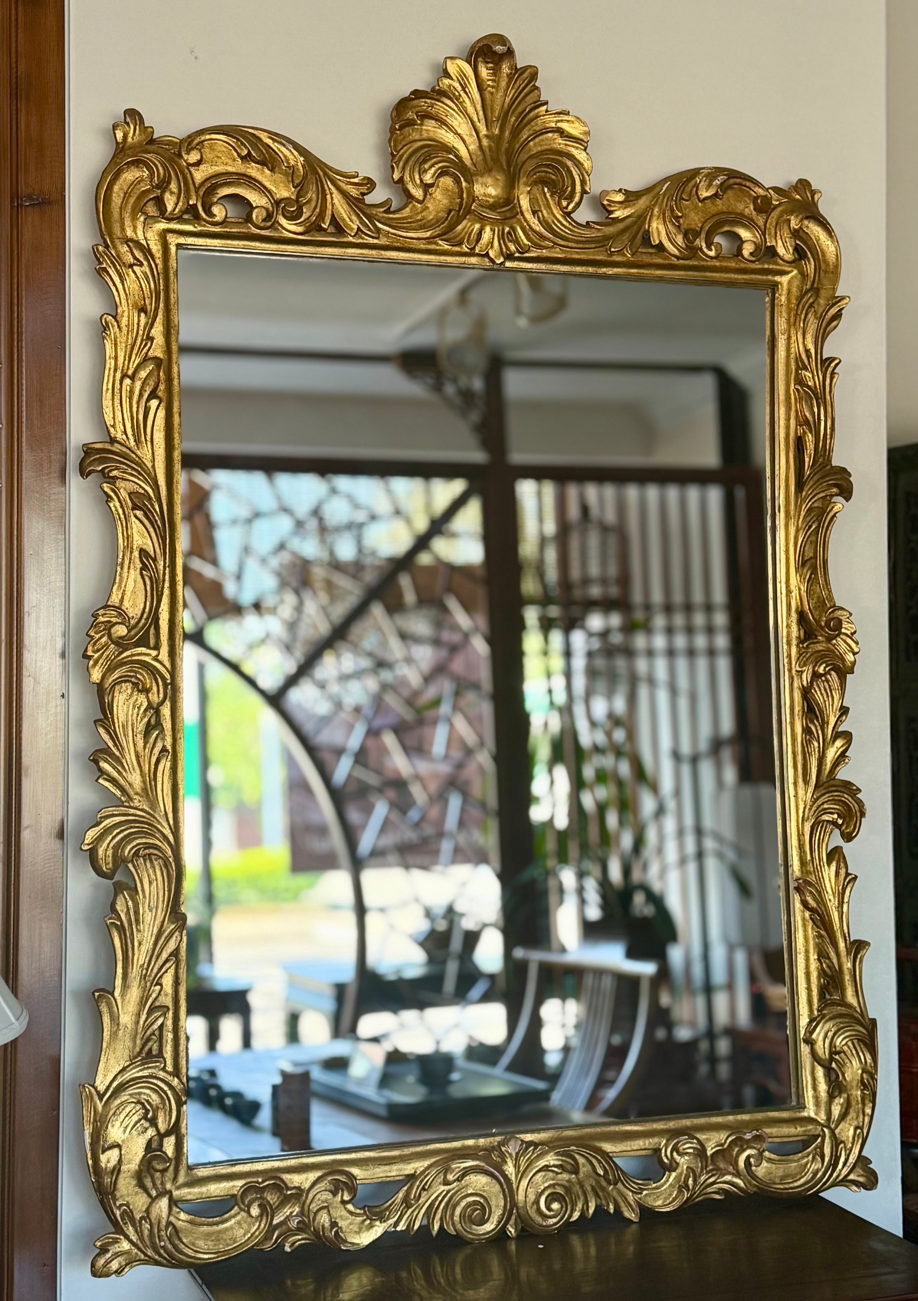 Vintage  Gilt Gesso Carved Italian Mirror