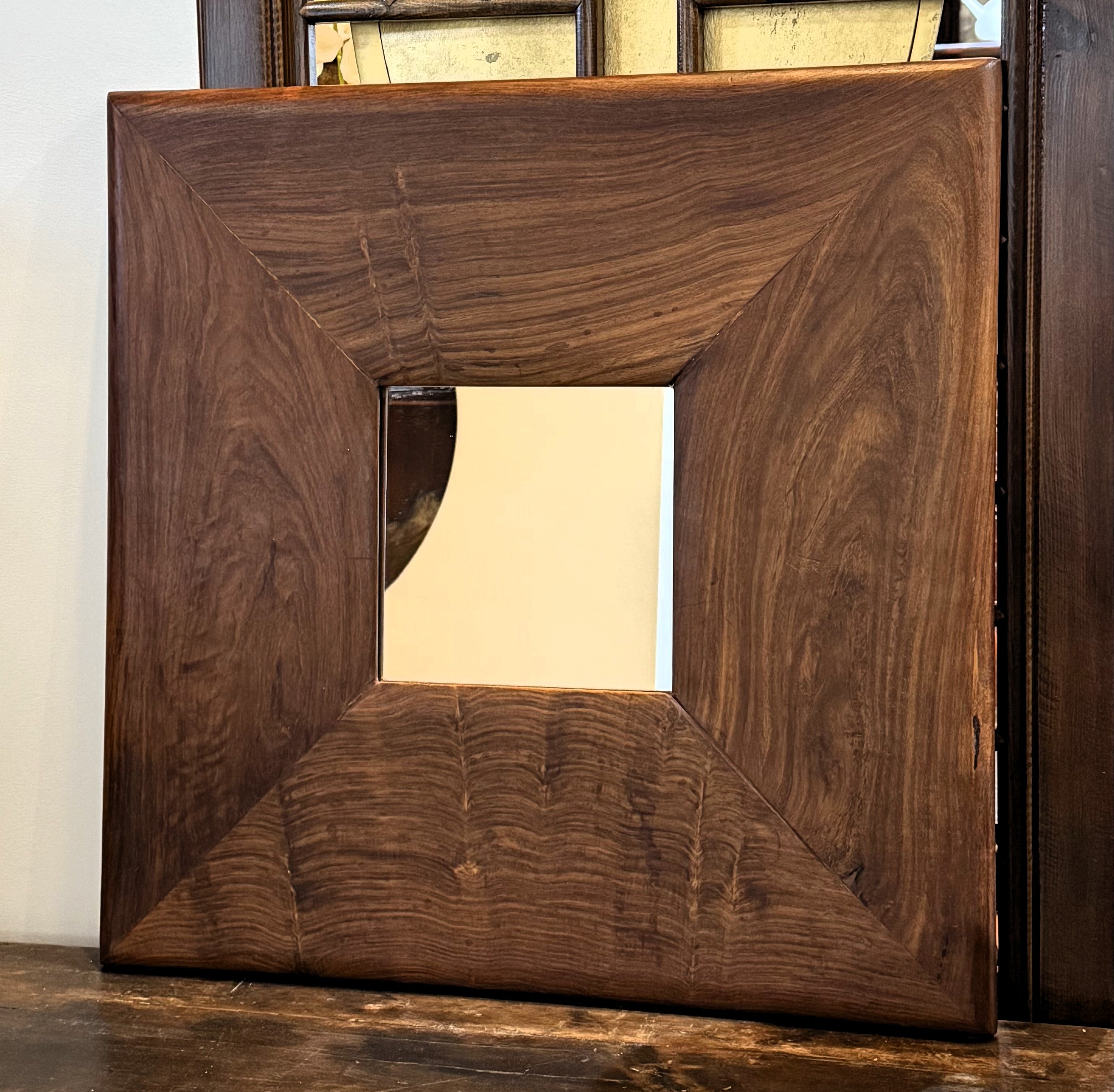 Vintage Rosewood Wall Mirror Square