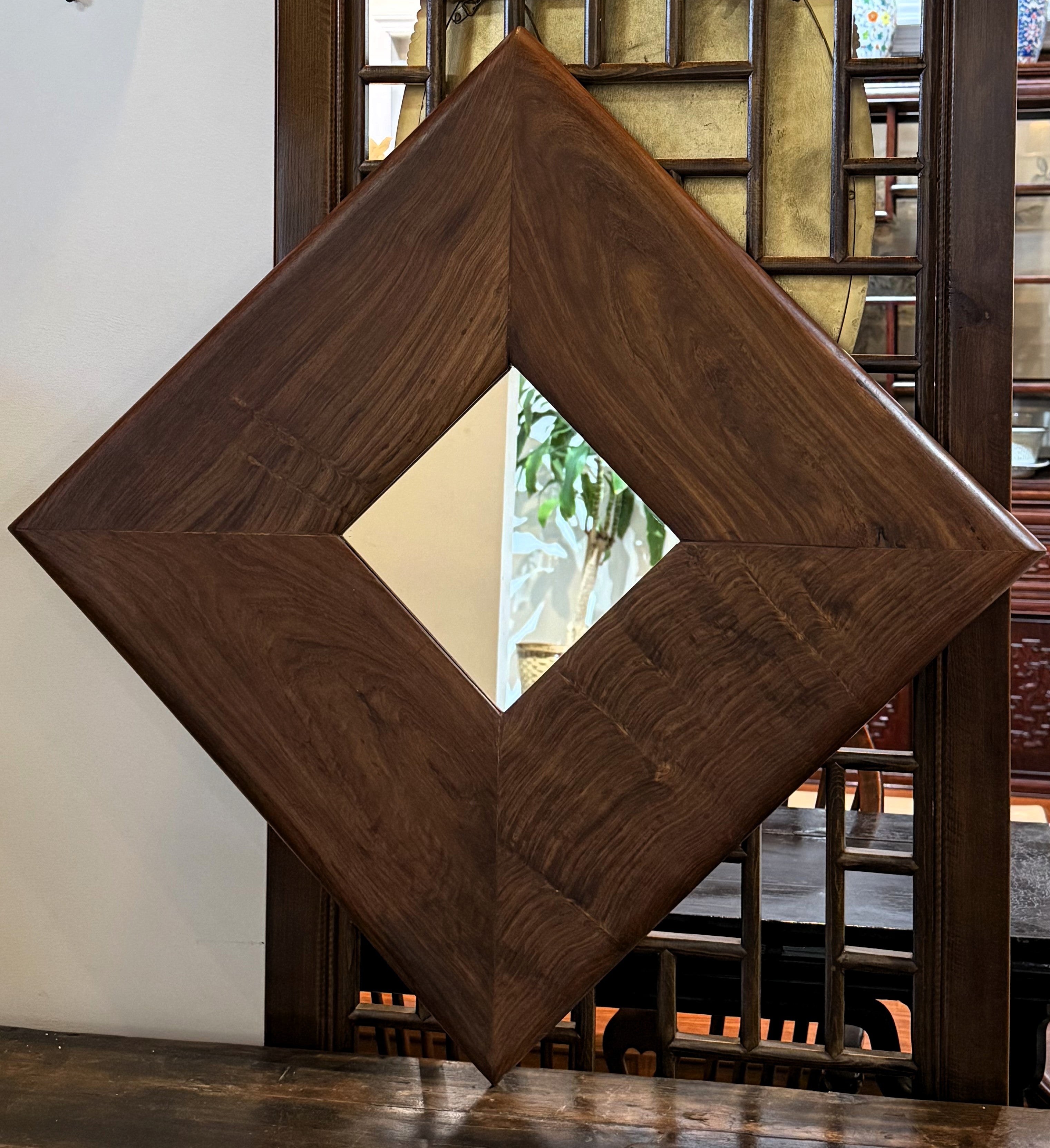 Vintage Rosewood Wall Mirror Square