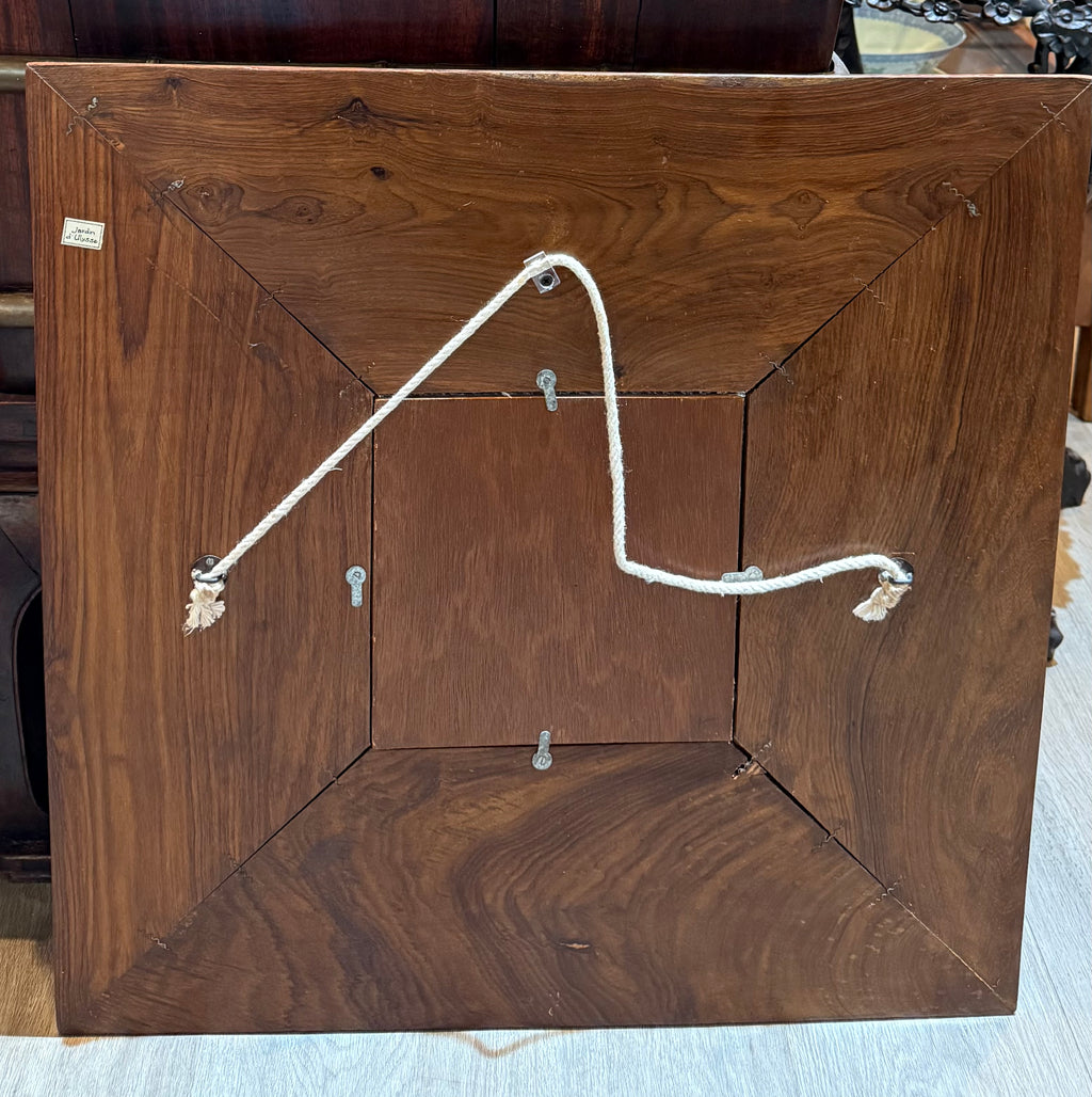 Vintage Rosewood Wall Mirror Square