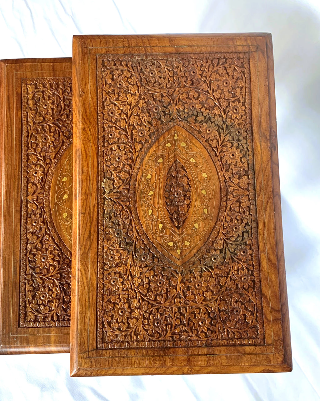 Vintage Hardwood Side Table Set