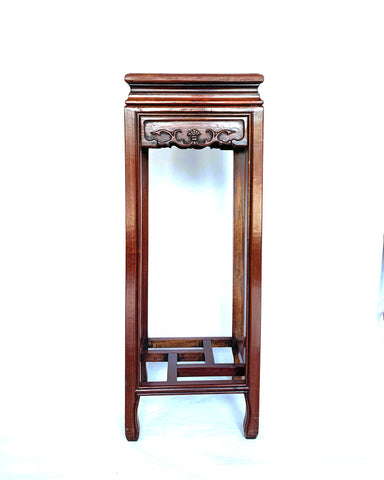 Vintage Chinese Carved Rosewood Plant Stand / Pedestal