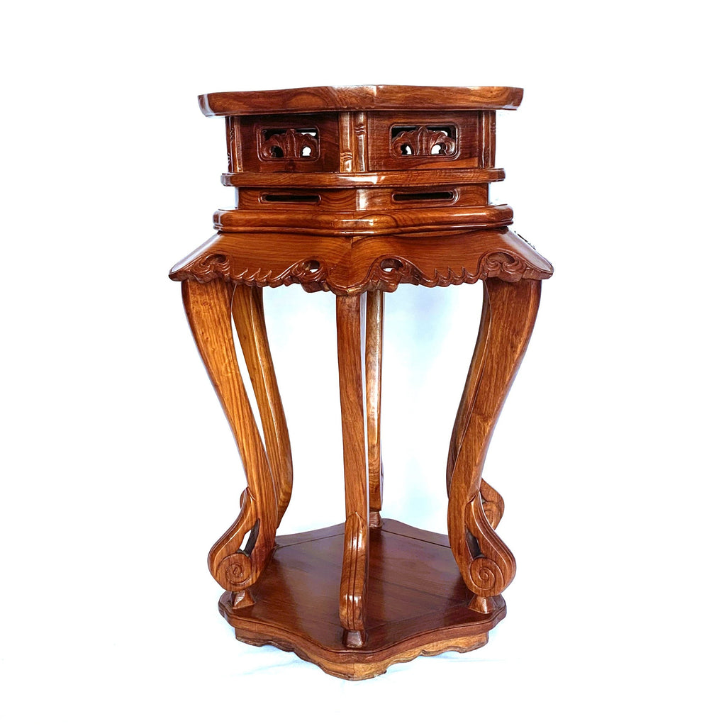 Chinese Carved Rosewood Plant Stand