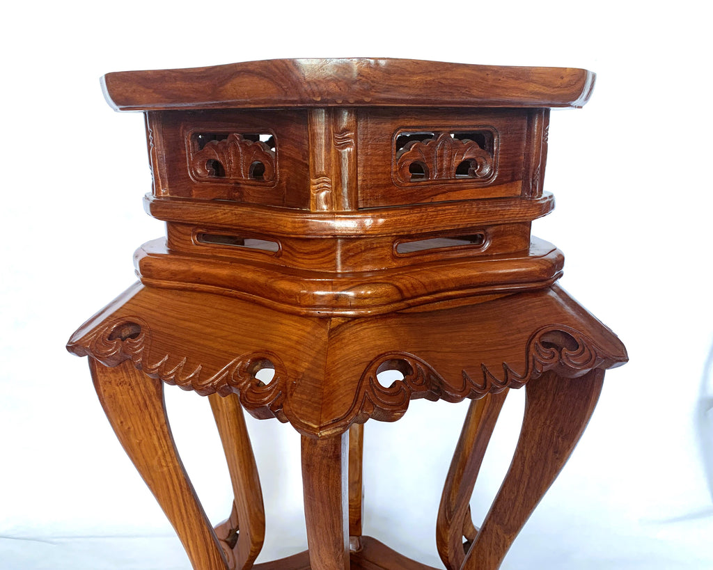 Chinese Carved Rosewood Plant Stand
