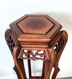 Vintage Chinese Carved Rosewood Plant Stand / Pedestal