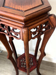 Vintage Chinese Carved Rosewood Plant Stand / Pedestal